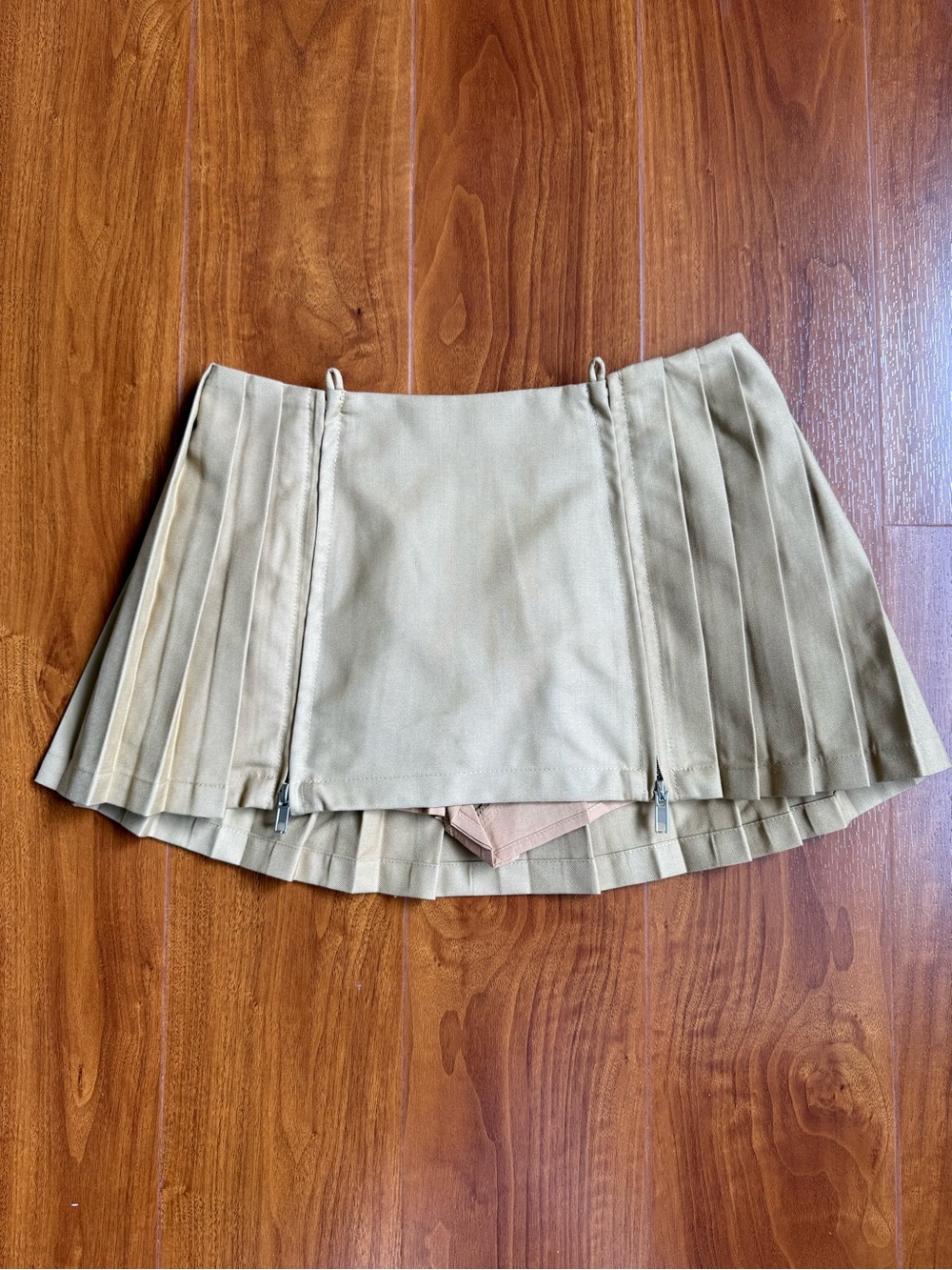 No DRESS Pleated Mini Skirt in Khaki